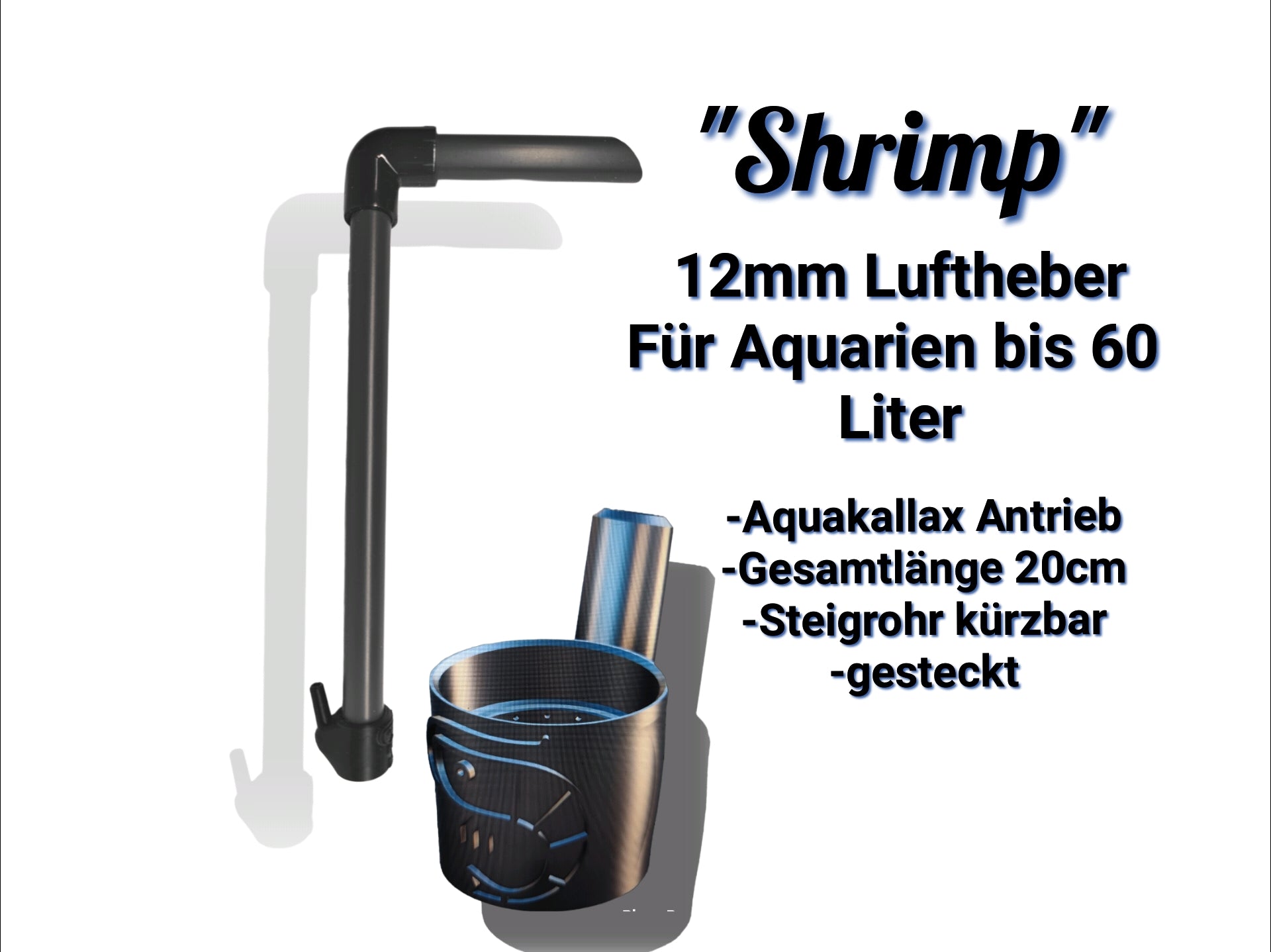 Luftheber mit ShrimpPuddle Antriebsteilen – Aquakallax